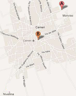 mappa stradale di Cameri (Novara)